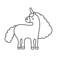 cute unicorn magical character line style icon vector