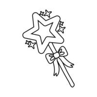 magic wand with star line style icon vector