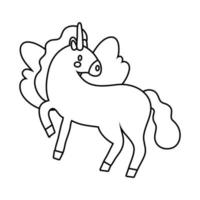icono de estilo de línea de personaje mágico unicornio lindo vector