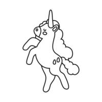 icono de estilo de línea de personaje mágico unicornio lindo vector