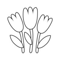 beautiful rose flowers garden line style icon vector