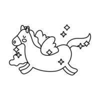 cute unicorn with stars magic horse line style icon vector