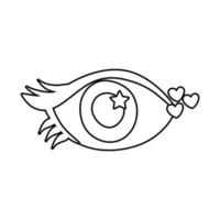 ojo humano con icono de estilo de línea de corazones vector