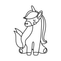 icono de estilo de línea de personaje mágico unicornio lindo vector