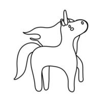 cute unicorn magical character line style icon vector