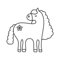 lindo unicornio con icono de estilo de línea de tatuaje floral vector