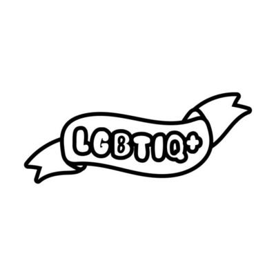 lgbtiq word in ribbon line style icon