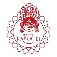 happy navratri celebration with goddess AMBA line style vector