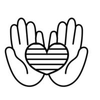 hands lifting heart love with stripes line style icon vector