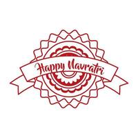 happy navratri celebration with lace decorative and ribbon line style vector