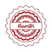 happy navratri celebration with lace decorative line style vector