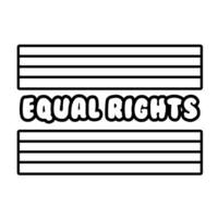 bandera de la comunidad lgbtiq con icono de estilo de línea de letras de igualdad de derechos vector