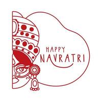 happy navratri celebration with goddess AMBA line style vector