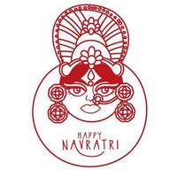 happy navratri celebration with goddess AMBA line style vector