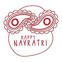 happy navratri celebration with laces decorative line style vector