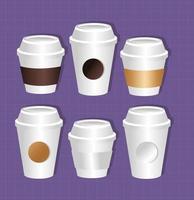 mockup paper coffee cups packaging gradient style vector