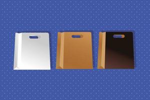 maqueta bolsas de papel colores blanco y marrón empaquetado estilo degradado vector