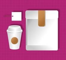 mockup paper envelope and cup packaging gradient style vector