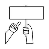 hands humans with protest banner line style icon vector