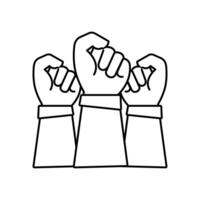 hands fists protests line style icon vector