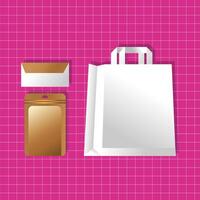 mockup paper bag and envelopes packaging gradient style vector