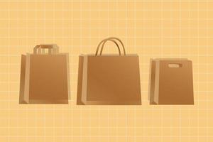 mockup paper bags brown packaging gradient style vector