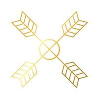 elegante flechas cruzadas marco decoración icono de estilo degradado dorado vector