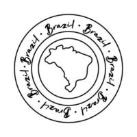 i love brazil seal stamp with map line style icon vector