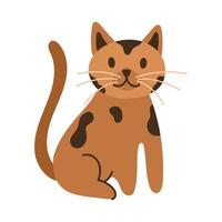 cute little cat pet hand draw style icon vector