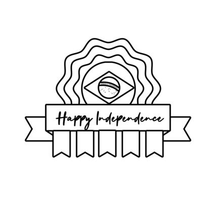 happy independence day brazil card with flag and ribbon frame line style