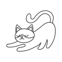 cute little cat pet line style icon vector