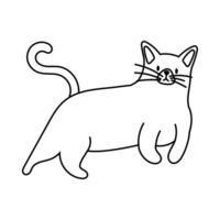 cute little cat pet line style icon vector