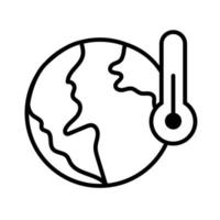 world planet earth with thermometer line style vector