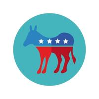 donkey with usa flag block and flat style vector