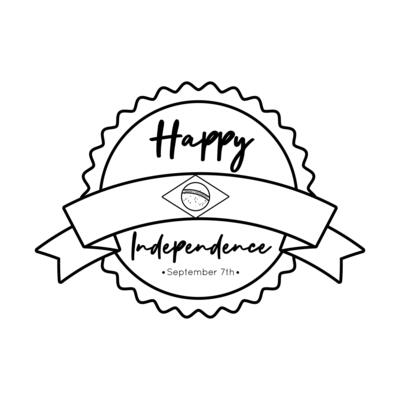 happy independence day brazil card with flag and ribbon frame line style