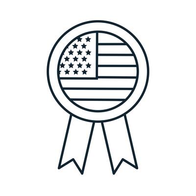 medal with usa flag line style icon