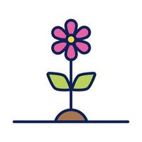 flower growth plant line and fill style icon vector