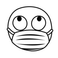 emoji Thoughtful wearing medical mask line style vector