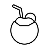 icono de estilo de línea de cóctel de coco vector