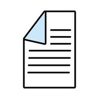 línea de documento en papel e icono de estilo de relleno vector