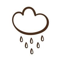 rainy cloud line style icon vector