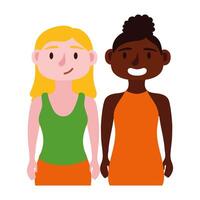 young interracial girls avatars characters vector