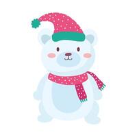 lindo oso polar animal de feliz navidad vector