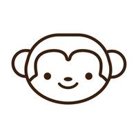 cute little monkey kawaii animal line style vector