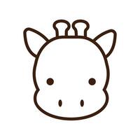 cute little giraffe kawaii animal line style vector