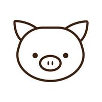 cute little pig kawaii animal line style vector