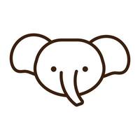 cute little elephant kawaii animal line style vector