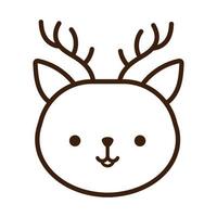 cute little reindeer kawaii animal line style vector