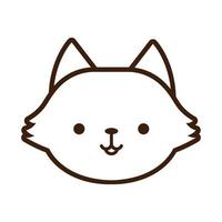 cute little fox kawaii animal line style vector