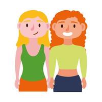 young girls avatars characters icon vector